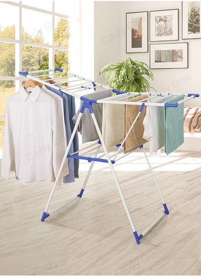 اشتري Clothes rack and clothes drying rack white and blue 133x58x95 cm في السعودية