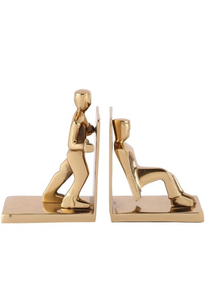 Buy Working Man Bookend -bookends-Decorative book ends Working man book holder, Silver book holder,Book Shelf Accent,Decoration for Library Office Home (Gold) in UAE