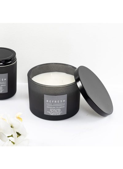 اشتري Refresh Darjeeling Tea Breeze Jar Candle, Grey & Black - 292 Gm في الامارات