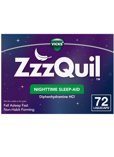 اشتري Nighttime Sleep Aid Liqui Caps 25 mg Diphenhydramine HCl No.1 Sleep Aid Brand Non Habit Forming Fall Asleep Fast 72 Count في الامارات