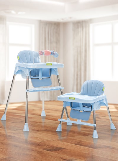 Buy 3 In 1 Invictus Baby High Chair For Kids With 2 Adjustable Height & Footrest, Baby Toddler Feeding Chair Booster Seat With Tray, Safety Belt Kids High Chair For Baby 6 Months To 4 Years Boy Girl Blue in UAE