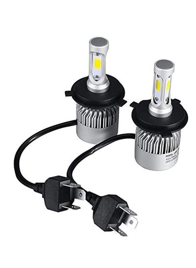 Buy H4 LED Car Headlights with Luminous 8000LM COB 6500K White Light Bulbs (1 PAIR) in UAE