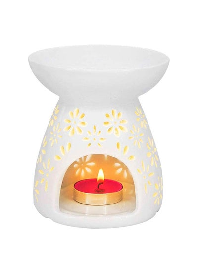 Buy Essential Oil Candle Warmers Carved Petal White Great Decoration for Living Room in UAE