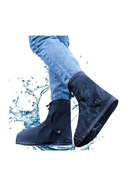 Buy Shoe Covers with Zipper Hard Sole Version Waterproof Shoe Covers Reusable Galoshes for Rainy and Snowy Outdoors Garden etc, Rain Boots for Men Women Kid (L SIZE 40-42】, Black) in UAE