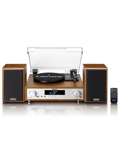 Buy Lenco MC-160WD Wooden Hifi Stereo System - Turntable DAB+ FM Radio With Bluetooth in UAE