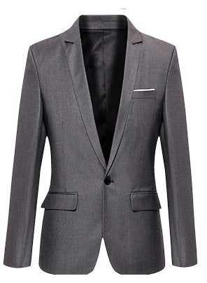 Buy Mens Korean Slim Fit Blazer Jacket Casual Grey in UAE