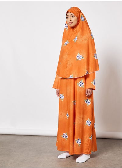 Buy Praying Dress With Floral Prints And Veil in Saudi Arabia