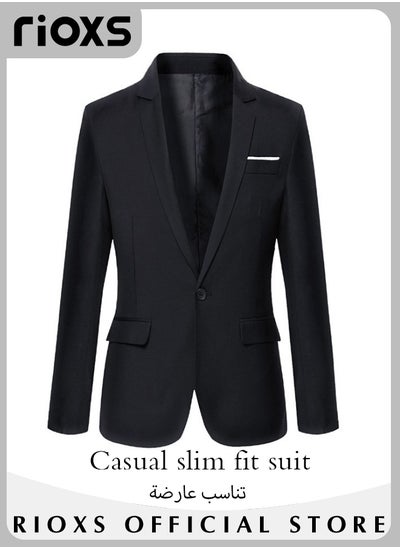 Buy Men's Formal Long Sleeve Blazer Jacket One Button Slimming Casual Blazer Coat with Two Side Pockets for Business Wedding Prom Dinner in UAE