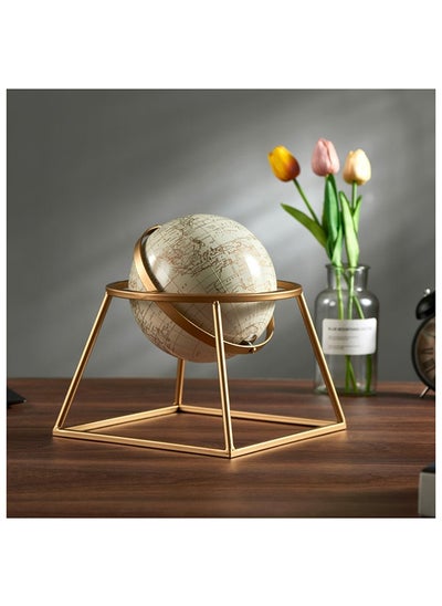 Buy Abriz Globe Table Deco Metal & Plastic Figurines Modern Sculptures Tabletop Decor For Home Office Living Room L 18.5 x W 18.5 x H 24.5 cm Gold in UAE