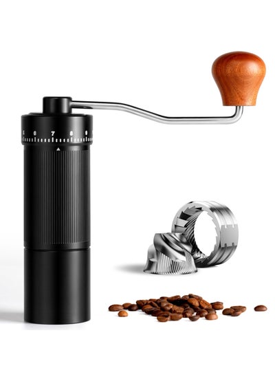 Buy Manual Coffee Grinder Capacity 30g 1.06oz with Externally Numerical Adjustable Finely Setting Conical Burr Aluminum Alloy Body Double Bearing Positioning Anti slip Stripes in Saudi Arabia