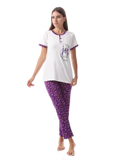 Buy Women Pajama Set With Half Sleeves And Printed Photo in Egypt