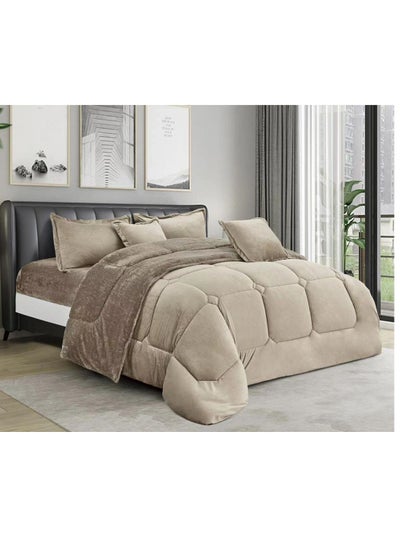 Buy 6 Pieces Winter Royal Comforter One Velvet Side And One Side Fur King Size in Saudi Arabia