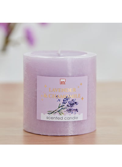 Buy Qara Lavender Chamomile Pillar Candle 6.8 x 7 x 6.8 cm in Saudi Arabia