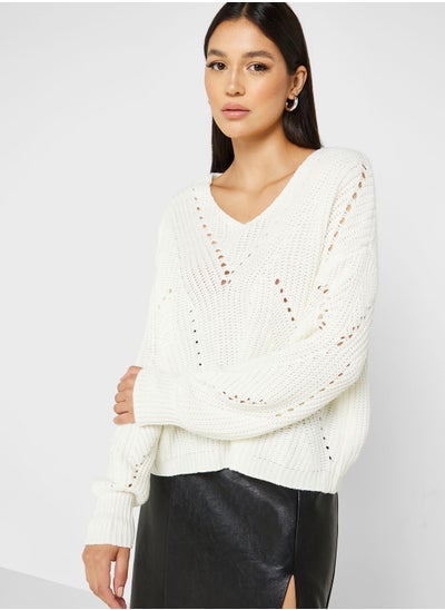 Buy V Neck Patterned Sweater in Saudi Arabia