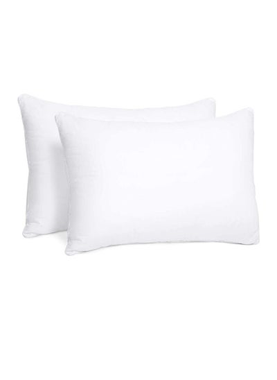 Buy Set of 2-Pieces Pillows, for Back, Neck, and Shoulder Support Soft Fluffy Pillows Microfiber White in UAE