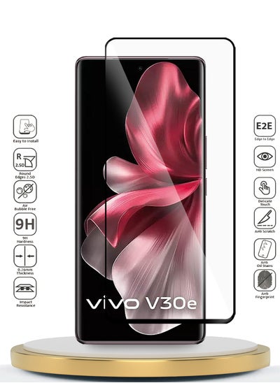 اشتري Premium E2E Full Glue Full Cover Tempered Glass Screen Protector For Vivo V30e 5G 2024 Clear/Black في الامارات