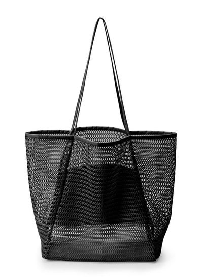 اشتري Tote Bag Large Summer Beach Bag, Mesh Tote Bag for Ladies and Girls, Shopping Bag Reusable, Large Casual Shoulder Bag with Zipper Inner Pocket for Travel Daily Pool Gym Picnic, Lightweight Grocery Bag في الامارات