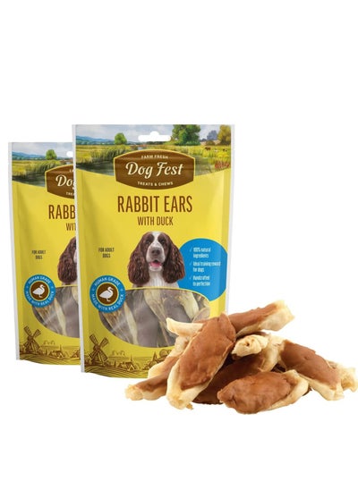 اشتري Rabbit Ears With Duck Soft Handcrafted Treats For Adult Dogs 2X90g في الامارات