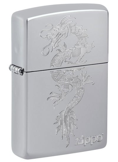 Buy Zippo AE184621 250 Dragon Design High Polish Chrome Windproof Lighter in UAE