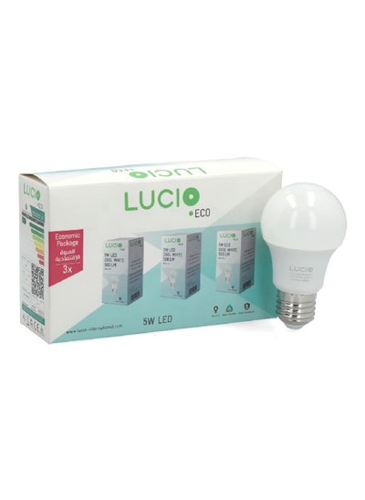 Buy 3-Piece E27 5W 6500K 500-Lumens Long Lasting Durable LED Bulb Cool White 5.8 x 10.4 x 17 cm L-ST-0100-5W-6500K-P3 in Saudi Arabia