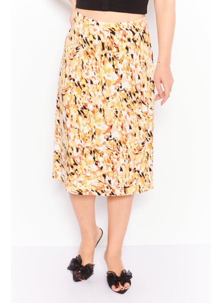 اشتري Women Allover Print  Midi Dress, Yellow Combo في الامارات