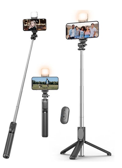 اشتري Selfie Stick Tripod with Fill Light, 167cm Extendable Phone Tripod Stand with Remote Shutter for Travel, Vlogging, Live Streaming Video and Photos,Phone Stand في الامارات