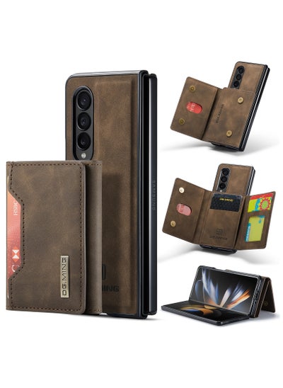 Buy Wallet Case for Samsung Galaxy Z Fold 4, DG.MING Premium Leather Phone Case Back Cover Magnetic Detachable with Trifold Wallet Card Holder Pocket (Coffee) in Egypt