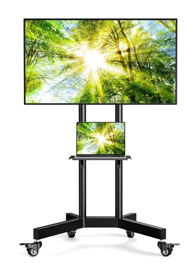 Buy Mobile TV Cart with Wheels for 32-65 Inch LCD LED Plasma Flat Screen TVs- Height Adjustable Rolling TV Stand Hold up to 132 lbs- Floor Stand with Tray Max VESA 600x400mm in UAE