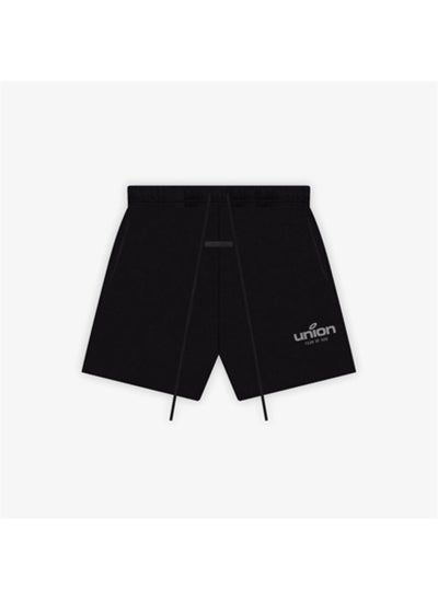 Buy 2021 Essentials Reflective Print Fleece-Lined Shorts Black in UAE