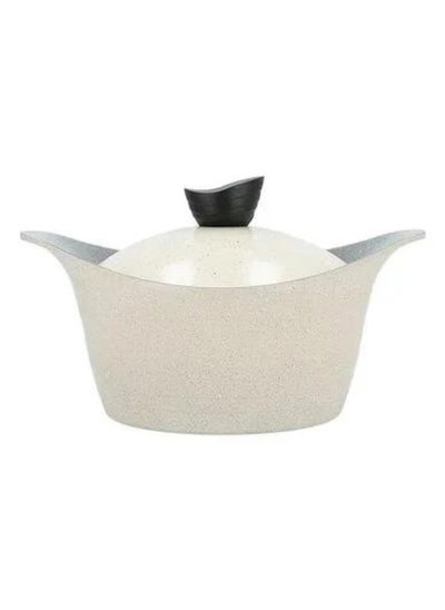 Buy Lahoya Granite Pot With Lid 28 cm Beige Color in Saudi Arabia