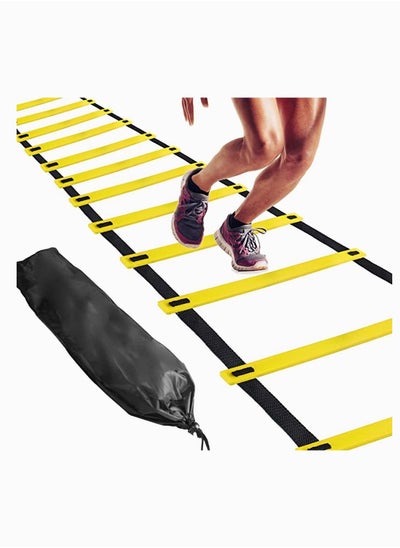 اشتري Professional Speed Agility Ladder for Teens, SYOSI 13 Rung 22ft Adjustable Sport Practise Agility Training Ladder with 1 Carry Bag, Ideal for Soccer, Speed, Football Fitness Feet Training (Yellow) في الامارات