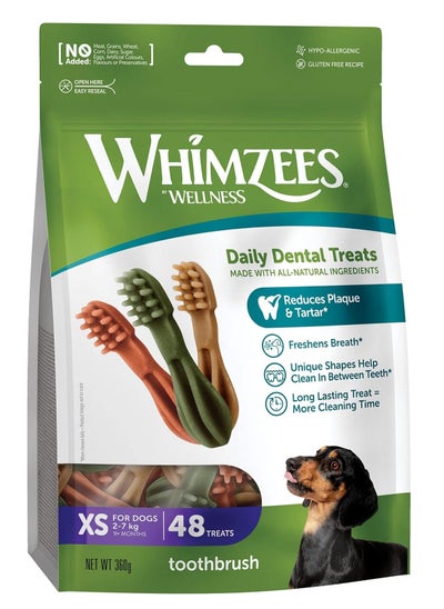 Buy Whimzees Dog Toothbrush Dental Treats XS 48pcs in UAE