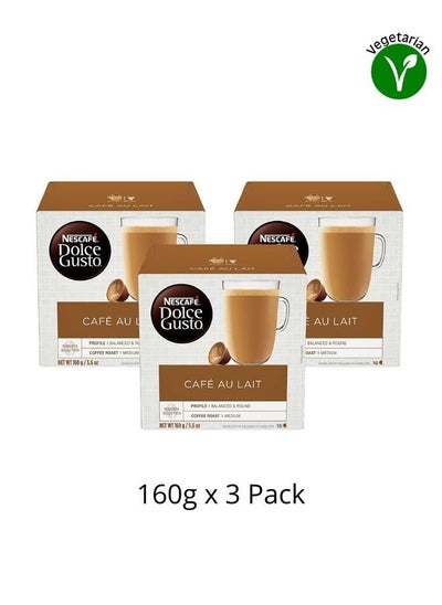 Buy Cafe Au Lait Coffee 16 Pods 160g pack of 3 in UAE