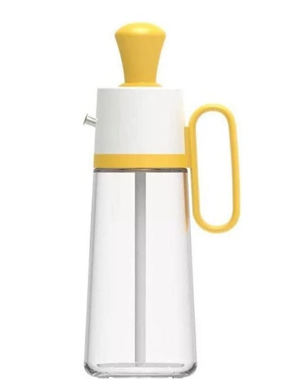 Buy Kitchen Cooking 3 In 1 Silicone Cover  Bottle Glass Olive Oil and Vinegar With Silicone Brush-Yellow 630ml in Egypt