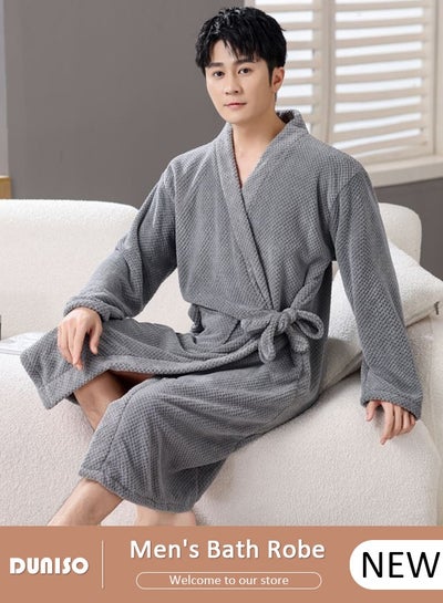 Men's Bath Robe, Wearable Bath Towel with Side Pocket Wrap Shower