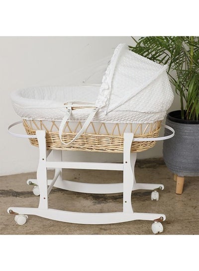 Buy Moses Basket Cot With Wheels Stand (White) in Saudi Arabia