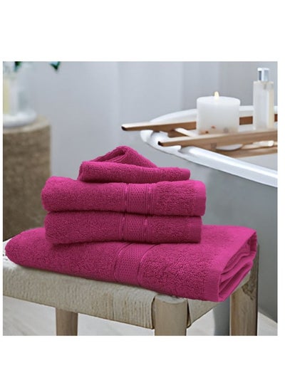 Buy Daffodil (Fuchsia Pink) Premium Bath Towel (70x140 Cm-Set of 2) 100% Cotton, Highly Absorbent and Quick dry, Hotel and Spa Quality Bath linen with Stripe Diamond Dobby-500 Gsm in UAE