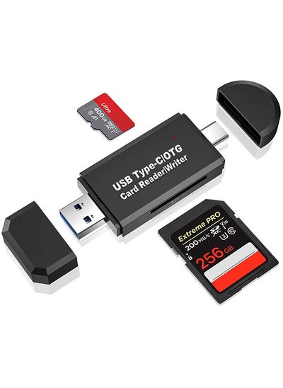 اشتري قارئ بطاقات ذاكرة فلاش USB 3.0 وUSB C موصل مزدوج، محول بطاقة SD لكاميرا SDXC SDHC SD MMC TF RS-MMC Micro SDCard وبطاقات UHS-I وويندوز والهواتف الذكية والكمبيوتر واللاب توب الأسود في السعودية