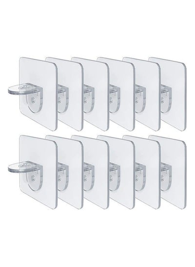 اشتري Punch Free Shelf Support Peg, 12 Piece Self Adhesive Shelves Clips for Kitchen Cabinet Book Shelves-Strong Partition Holders Pin for Closet Brackets Clapboard Layer-Load Bearing 10 Pounds في الامارات