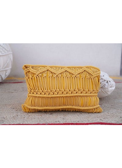 اشتري Macrame Line Filled Cushion 30x45Cm Ochre في الامارات