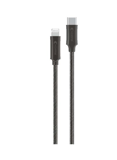 اشتري Comma Jub Series MFi Certified Zinc Woven PD Cable, 5V 2.4A 1.5M EC416 - Black في مصر