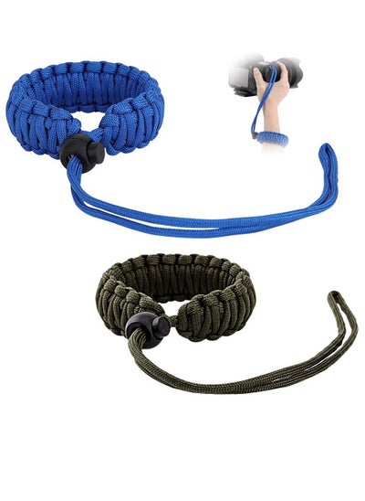 اشتري Camera Wrist Strap, Universal Umbrella Rope Camera Handle with Adjustable Wrist Strap Outdoor Anti-Loss Hand Rope for Binoculars for Nikon / Canon / Sony / Minolta / Panasonic /, Etc. (2, Green Blue) في السعودية