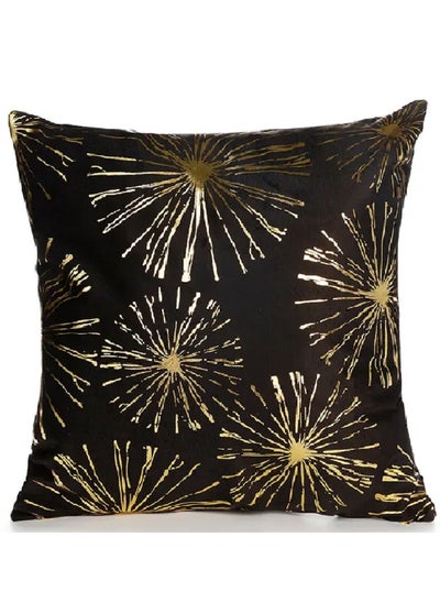 Buy Cushion Covers 18x18 inch for Home Decor Hot Stamping Sofa Cushion Pillow Cover (Sparkling Night Black and Golden) in UAE