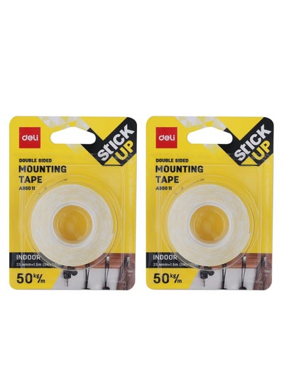 Buy 2-Piece Stick Up Double Sided Mounting Tape White in UAE