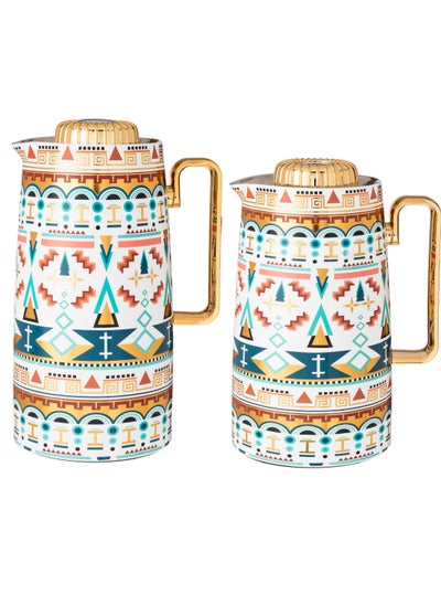 Buy Set of 2 thermos for tea and coffee with modern inscriptions in Saudi Arabia