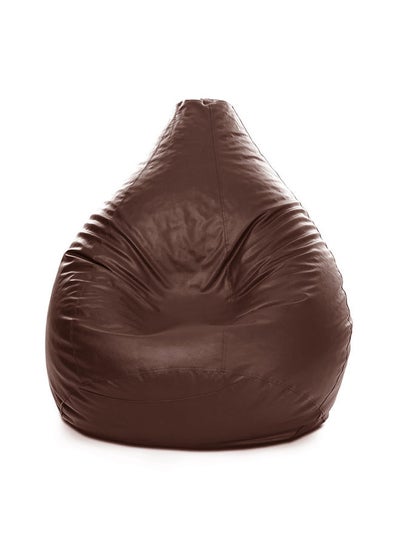 Buy XXL Faux Leather Multi-Purpose Bean Bag With Polystyrene Filling Brown in UAE