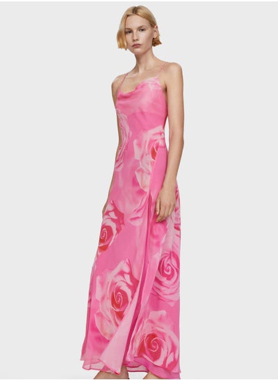 Buy Floral Print Side Slit Dress in UAE