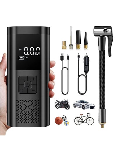 Buy Tire Inflator,Portable Air Compressor for Car Tires,150PSI 6000mAh Mini Air Compressor with Digital LCD Pressure Gauge and LED Light, Rechargeable Fast Air Pump for Car Bike Motorcycle in UAE