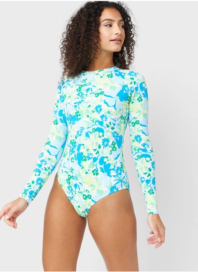 Buy Printed High Leg One Piece Swimsuit in Saudi Arabia