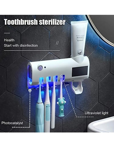 Buy Uv toothbrush Sterilizer Multi-functional toothbrush holder wall-mounted UV sterilizer for bathroom use in UAE